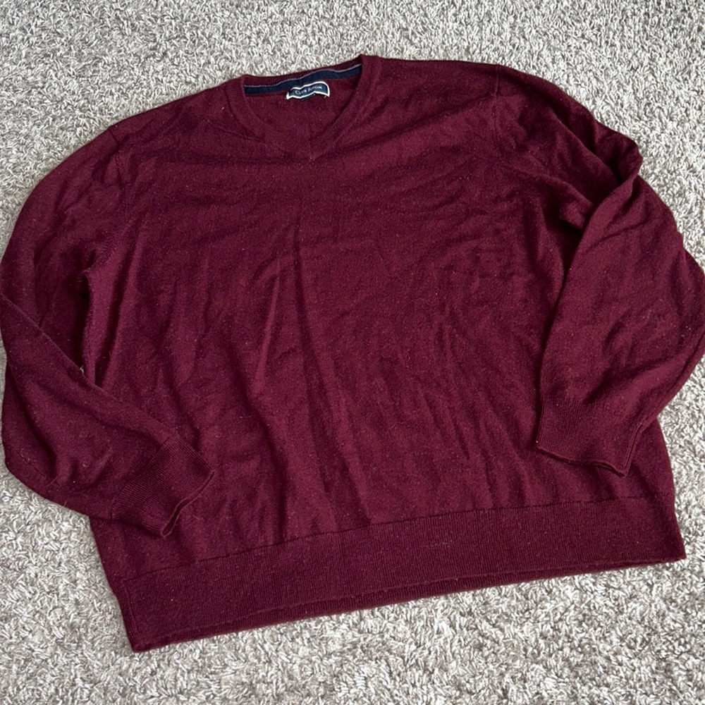Club room XXL burgundy merino wool‎ sweater super soft stretchy